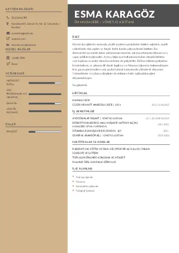 Yönetici Asistanı Cv Örnekleri cv indir